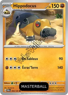Carte Pokémon Hippodocus  Masterball n°053 de la série Évolutions Prismatiques