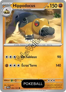 Carte Pokémon Hippodocus  Pokeball n°053 de la série Évolutions Prismatiques