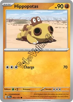 Carte Pokémon Hippopotas  n°052 de la série Évolutions Prismatiques