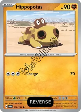 Carte Pokémon Hippopotas  Reverse n°052 de la série Évolutions Prismatiques