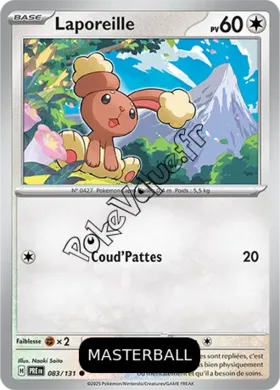 Carte Pokémon Laporeille  Masterball n°083 de la série Évolutions Prismatiques