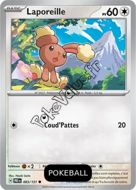 Carte Pokémon Laporeille  Pokeball n°083 de la série Évolutions Prismatiques