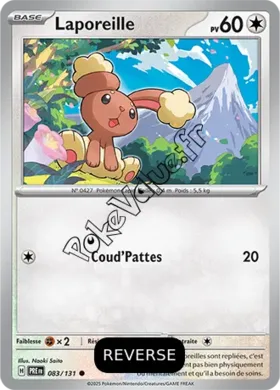 Carte Pokémon Laporeille  Reverse n°083 de la série Évolutions Prismatiques