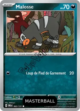 Carte Pokémon Malosse  Masterball n°062 de la série Évolutions Prismatiques