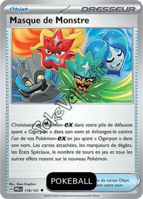 Carte Pokémon Masque de Monstre Pokeball n°118 de la série Évolutions Prismatiques