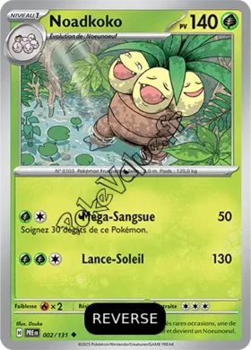 Carte Pokémon Noadkoko  Reverse n°002 de la série Évolutions Prismatiques