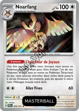 Carte Pokémon Noarfang  Masterball n°078 de la série Évolutions Prismatiques