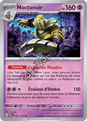 Carte Pokémon Noctunoir  n°037 de la série Évolutions Prismatiques