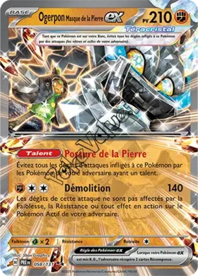 Carte Pokémon Ogerpon Masque de la Pierre ex  n°058 de la série Évolutions Prismatiques