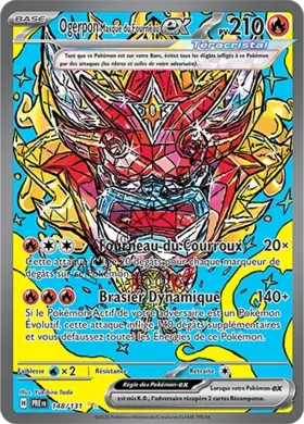 Carte Pokémon Ogerpon Masque du Fourneau ex  n°148 de la série Évolutions Prismatiques