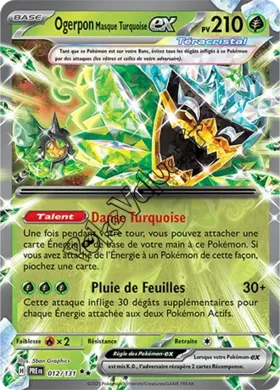 Carte Pokémon Ogerpon Masque Turquoise ex  n°012 de la série Évolutions Prismatiques