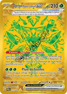 Carte Pokémon Ogerpon Masque Turquoise ex  n°177 de la série Évolutions Prismatiques