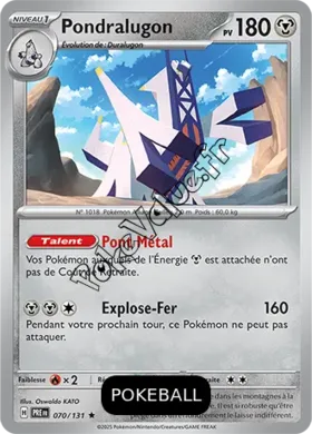 Carte Pokémon Pondralugon  Pokeball n°070 de la série Évolutions Prismatiques