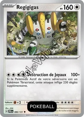 Carte Pokémon Regigigas  Pokeball n°086 de la série Évolutions Prismatiques