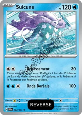 Carte Pokémon Suicune  Reverse n°024 de la série Évolutions Prismatiques