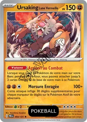 Carte Pokémon Ursaking Lune Vermeille  Pokeball n°054 de la série Évolutions Prismatiques