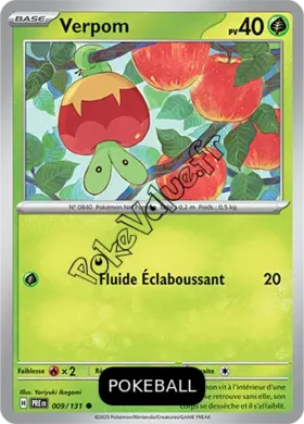 Carte Pokémon Verpom  Pokeball n°009 de la série Évolutions Prismatiques