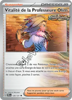 Carte Pokémon Vitalité de la Professeure Olim n°120 de la série Évolutions Prismatiques
