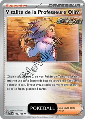 Carte Pokémon Vitalité de la Professeure Olim Pokeball n°120 de la série Évolutions Prismatiques