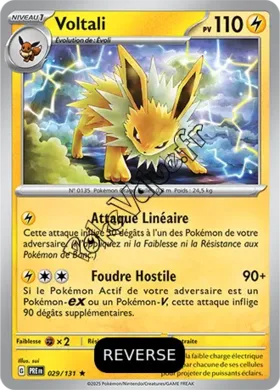 Carte Pokémon Voltali  Reverse n°029 de la série Évolutions Prismatiques