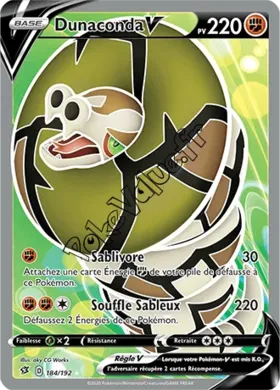 Carte Pokémon Dunaconda V  n°184 de la série Clash des Rebelles