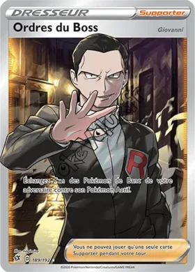 Carte Pokémon Ordres du Boss n°189 de la série Clash des Rebelles