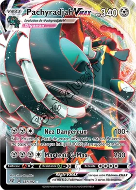 Carte Pokémon Pachyradjah VMAX n°137 de la série Clash des Rebelles