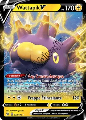 Carte Pokémon Wattapik V n°72 de la série Clash des Rebelles