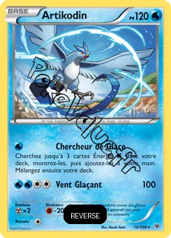 Carte Pokémon Articuno  Reverse n°16 de la série Ciel rugissant