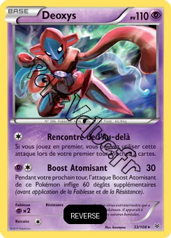 Carte Pokémon Deoxys  Reverse n°33 de la série Ciel rugissant