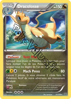 Carte Pokémon Dragonite  n°51 de la série Ciel rugissant