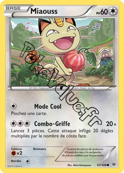 Carte Pokémon Meowth  n°67 de la série Ciel rugissant