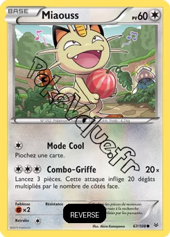 Carte Pokémon Meowth  Reverse n°67 de la série Ciel rugissant