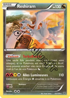 Carte Pokémon Reshiram  n°63 de la série Ciel rugissant