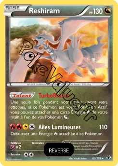Carte Pokémon Reshiram  Reverse n°63 de la série Ciel rugissant