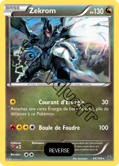 Carte Pokémon Zekrom  Reverse n°64 de la série Ciel rugissant