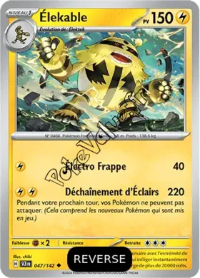 Carte Pokémon Élekable  Reverse n°047 de la série Couronne Stellaire