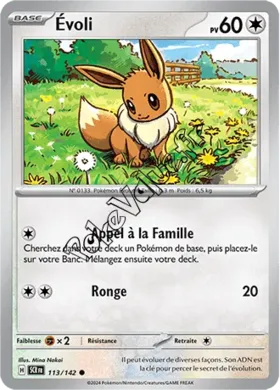 Carte Pokémon Évoli  n°113 de la série Couronne Stellaire