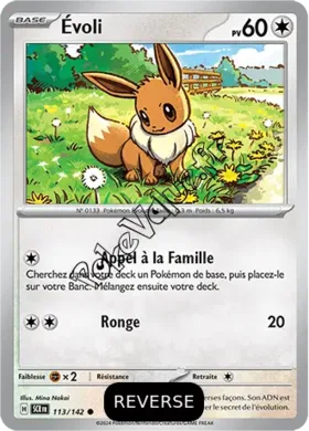 Carte Pokémon Évoli  Reverse n°113 de la série Couronne Stellaire