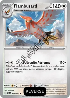 Carte Pokémon Flambusard  Reverse n°123 de la série Couronne Stellaire