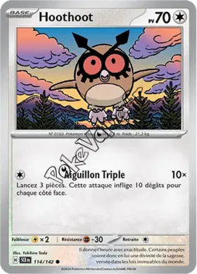 Carte Pokémon Hoothoot  n°114 de la série Couronne Stellaire