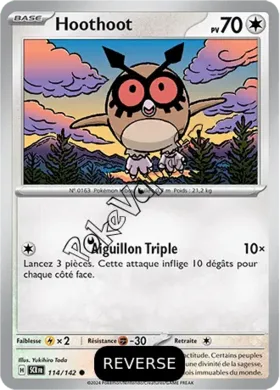 Carte Pokémon Hoothoot  Reverse n°114 de la série Couronne Stellaire