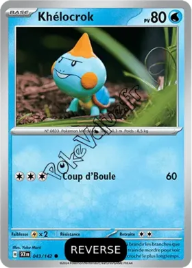 Carte Pokémon Khélocrok  Reverse n°043 de la série Couronne Stellaire