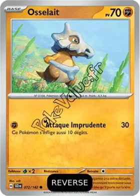 Carte Pokémon Osselait  Reverse n°072 de la série Couronne Stellaire
