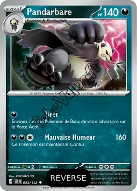 Carte Pokémon Pandarbare  Reverse n°093 de la série Couronne Stellaire