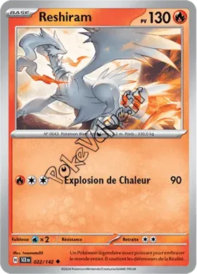 Carte Pokémon Reshiram  n°022 de la série Couronne Stellaire