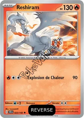 Carte Pokémon Reshiram  Reverse n°022 de la série Couronne Stellaire