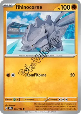 Carte Pokémon Rhinocorne  n°074 de la série Couronne Stellaire