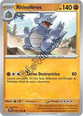 Carte Pokémon Rhinoféros  n°075 de la série Couronne Stellaire