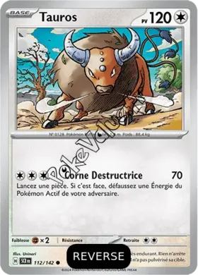 Carte Pokémon Tauros  Reverse n°112 de la série Couronne Stellaire